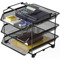 Deco Brothers Stackable Sliding Letter Tray Paper Organizer, 3 Tier, Black