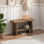 HOKYHOKY Solid Wood Entryway Bench - 31.5" Farmhouse Small Storage Bench, Rustic Narrow Bench Seat for Indoor, Entryway, Dining Room, Living Room and Hallway, Brown - size: 31.5"