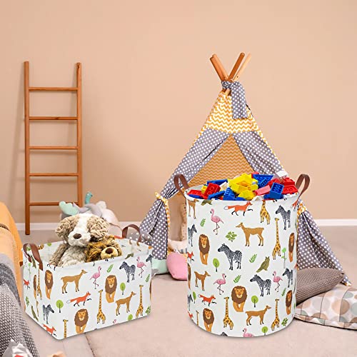 CLOCOR Kids Laundry Basket,Nursery Baby Hamper,Toy Storage Bin with handles for Boys and Girls,Safari Room Decor,Waterproof Storage Basket(Jungle Animals) - color: Jungle Animals
