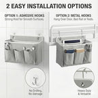2-Pack Wall Hanging Storage Bag, Over the Door Organizer with Large Mesh Pockets, Hanging Wall Basket Storage for Pantry, Bedroom, Bathroom, Heavy Duty Wall Mounted Storage for Dorm,Closet (Grey)