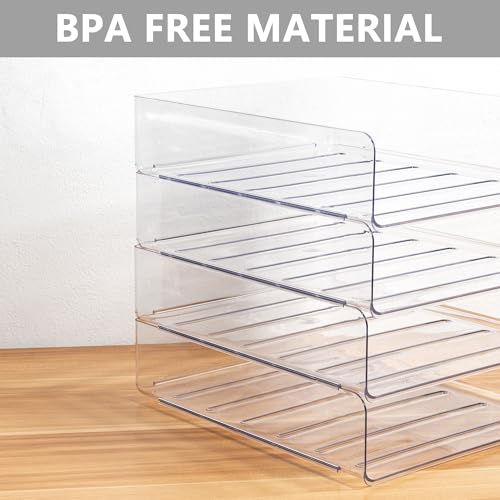Tiawudi Desk Organizer, Clear Office Organization and Storage, Plastic Letter Tray, Stackable File Organizer for Classroom, Home, Documents, Notes, Folders, Books and Pens, 4 Tier - color: Clear