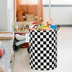LANGYASHAN Laundry Basket Canvas Fabric Collapsible Organizer Basket for Storage Bin Toy Bins Gift Baskets Bedroom Clothes Children Nursery Hamper (Racing flag) - color: Racing flag