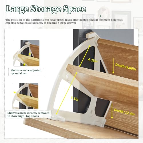 FurSch Fluted 47 Inch Tall Shoe Cabinet with 3 Flip Drawers, Narrow Hidden Shoe Storage Organizer Rack for Entryway Hallway (All Natural) - color: All Natural