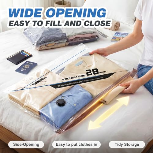 Vacuum Seal Bags for Clothing Travel with Rechargeable Electric Pump, Space Saver Vacuum Storage Bags Travel, Reusable Compression Bags for Luggage Home (15pcs,20/24/28) - color: 15pcs,20/24/28