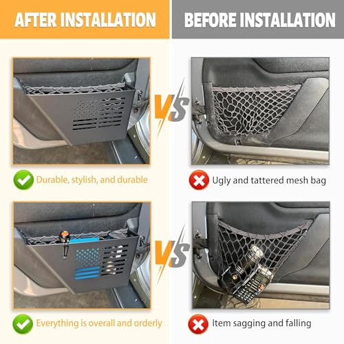 MAIKER 4PCS Metal Front Rear Door Storage Box Compatible with 2007-2018 Jeep Wrangler JK 4 Door, Replaces OEM Door Nets, Expands Interior Storage Space - size: JK/JKU Front ＆ Rear