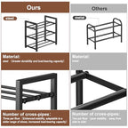 3-Tier Expandable Shoe Rack, Adjustable Shoe Shelf Storage Organizer Heavy Duty Metal Free Standing Shoe Rack for Entryway Closet Doorway (Black) - size: 3 Tier