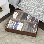 Everyday Home Under Bed Storage Shoe Organizer Bag with Clear Plastic Zippered Cover, Stores 12 Pairs of Shoes (Brown) (Pack of 2) - size: 2 pack