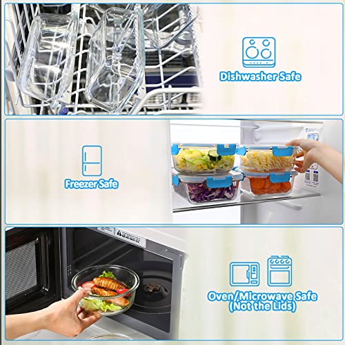 M MCIRCO 24-Piece Glass Food Storage Containers with Upgraded Snap Locking Lids,Glass Meal Prep Containers Set - Airtight Lunch Containers, Microwave, Oven, Freezer and Dishwasher, Blue - color: Blue