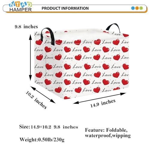 NTAOHAMPER Mothers Day Gifts Love Heart Fabric Storage Basket Empty with Handles, Books Box, Baby Shower Baptism Lovely Storage24L(Heart) - color: Heart