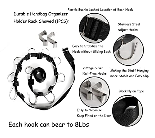 IZUS Bag-Organizer-Holder Purse Hanger - 20 Hooks for Closet and Door 2Pcs (Rack for Handbags/2 pcs Hold 20 Bags)