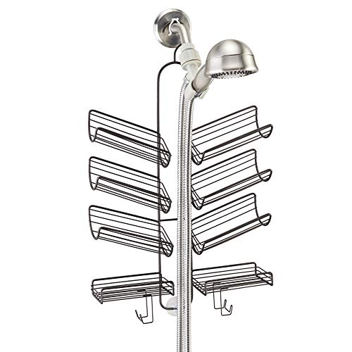 iDesign Verona Metal Hanging Bathroom Caddy for Handheld Shower Hose, Extra Space for Shampoo, Conditioner, Soap, Razors, Loofahs, Towels, 25" x 14" x 4", Bronze - color: Bronze