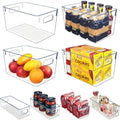 Set of 8 pantry organizers and storage, Clear Plastic Storage Bins for Kitchen Organization, Freezer Storage, Home Edit Containers - size: 4Small+4Large