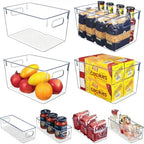Set of 8 pantry organizers and storage, Clear Plastic Storage Bins for Kitchen Organization, Freezer Storage, Home Edit Containers - size: 4Small+4Large
