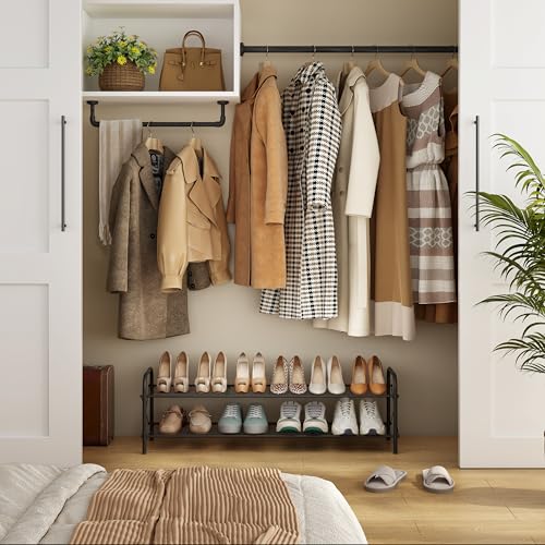 Hoctieon 2 Tier Shoe Rack for Closet, Durable Mesh Style Shoe Rack, Entryway Shoe Shelf, Shoe Storage Organizer for Hallway, Bedroom, Living Room, Wardrobe, Black - color: Black, size: 2 Tier