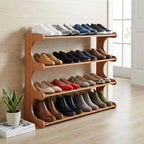 Shoe Rack,4 Tier Shoe Organizer Storage Shelf,Bamboo Narrow Shoe Closet,Small Space Shoe Rack,for Entryway Closet 30.7×7.48×19.3inch - size: 4 Tier-30.7" Wide