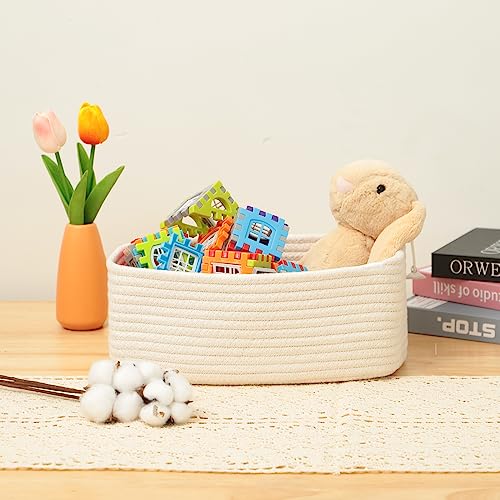 MiniArk Small Storage Baskets for Organizing | Closet Organizer Bins | Shelf Toy Basket | Woven Rope Baskets | Cube Decorative Box | Shallow Basket | 11.5x7.5x4.7” | 3 Packs Off White - color: Off White, size: 3pcs-L11.5xW7.5xH4.7"