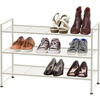 Simple Houseware 3-Tier Stackable Shoes Rack Storage Shelf, White - color: White, style: Wired Grid Panel
