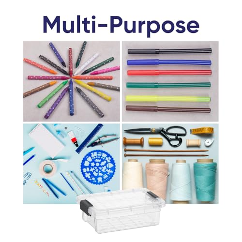 Superio Mini Storage Container Plastic Crayon Box Art Supplies and Sewing Case Stackable Clear Small Organizer for Beads, Stationery, Chalk, and Food, 0.7 Quart - size: 0.7 Quarts