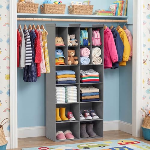 Ofiray-home 6 Tier Hanging Closet Organizer, 16 Compartments Sweater Organizer for Closet with 3 Sturdy Hooks, Closet Organizers and Storage, Wardrobe, Rv, Garment Rack, Grey - color: Grey, size: 6-Tier