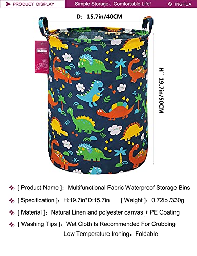 Laundry Hamper Large Canvas Fabric Lightweight Storage Basket/Toy Organizer/Dirty Clothes Collapsible Waterproof for College Dorms, Boys and Girls Bedroom,Bathroom (Forest Dinosaurs) - color: Forest Dinosaurs