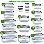 44 Pcs Food Storage Containers with Lids Airtight- (22 Stackable Boxes-22 Lids) Plastic Meal Prep Container for Pantry Kitchen Organization, Microwave, Dishwasher, Freezer Safe -100% Leak Proof - color: 44Pcs