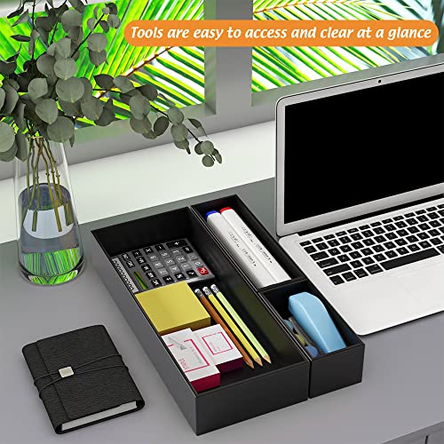 Black Bamboo Drawer Organizer - Silverware&Utensil Holder Organizer for Kitchen Drawers, Multi-Use Drawer Dividers Boxes for Bathroom Counter，Cabinet, Garage, Office Desk, Makeup, Jewelry (6"3"2.5") - color: Black, size: 6*3*2.5 Inch