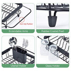 TOOLF Expandable Dish Drying Rack Over The Sink Adjustable Dish Rack in Sink Or On Counter Dish Drainer with Utensil Holder Rustproof for Kitchen - size: Middle