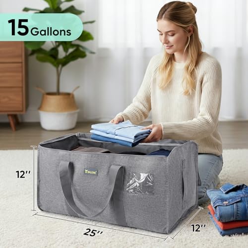 BALEINE Extra Large Storage Tote with Zippers & Carrying Handles, Heavy-Duty Oxford Fabric Moving Bags for Laundry, Space Saving, Storage,2-Pack, Winter Gray - color: Gray, size: 2-Pack