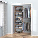 ClosetMaid SuiteSymphony Wood Closet Organizer Starter Kit with Tower and 3 Hang Rods, Shelves, Adjustable, Fits Spaces 5 – 10 ft. Wide, Natural Gray - style: Natural Gray Finish