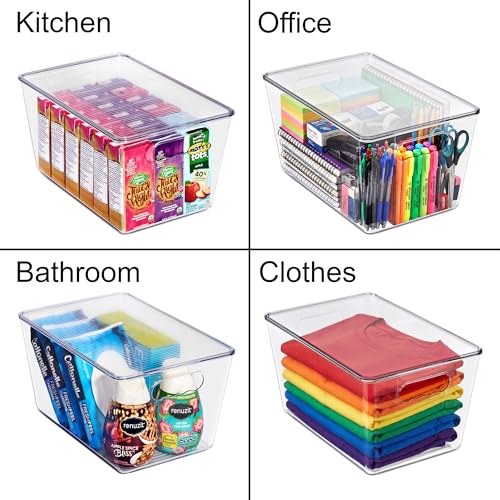 Sorbus Clear Storage Bins with Lids, 10 Pack Large Organization Bins with Handles – Clear Stackable Storage Containers for Storage, Pantry, Fridge, Cabinet, Closet & Kitchen Organization – BPA-Free - color: 10 Pack, size: Large, style: With Lid