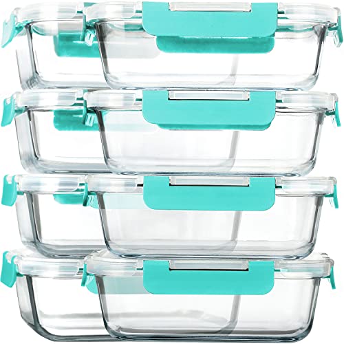 MCIRCO 8-Pack 30 oz Glass Meal Prep Containers - Airtight Glass Lunch Containers with Lids, Microwave, Oven, Freezer & Dishwasher Safe, Green - color: Green
