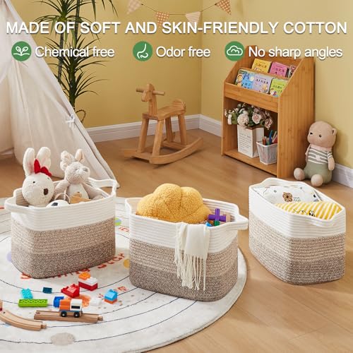 OIASKET Storage Baskets for Organizing, Woven Baskets for Shelves, Rectangle Decorative Organizer for Storage Clothes, Toy, Books, Towels Nursery Bins 3 Pack (Gradient Yellow, 14.17"x9.85"x9.45") - color: Gradient Yellow, size: 14.17"x9.85"x9.45"