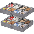 Lifewit Under Bed Shoe Storage Organizer Fits 8 Pair Sneakers, 4.3 Inches Tall Sturdy Structure Ultra Thick Fabic Sneaker Storage, Foldable Underbed Shoe Boxes for Heels, Boots, Sports Shoes 2 Pack - size: 50L