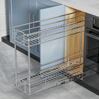 ROOMTEC Pull Out Spice Rack for Narrow Cabinet (5½" W X 21" D),2 Tier Slide Out Cabinet Organizer and Pull Out Shelves Under Cabinet Storage for Kitchen, Chrome - size: 5½" W x 21" D, 2 Tier