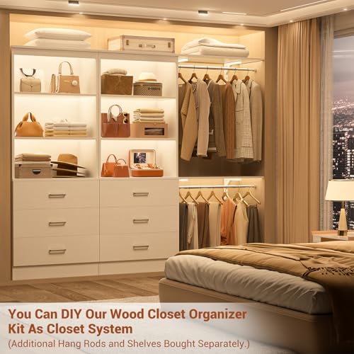 Aheaplus 23.6" Closet Drawers System, Wood Closet Organizer System with 3 Drawers, Modular Small Walk-in Closets Storage Unit, White (23.6" L x 13.8" W x 71" H) - color: White, size: 23.6''