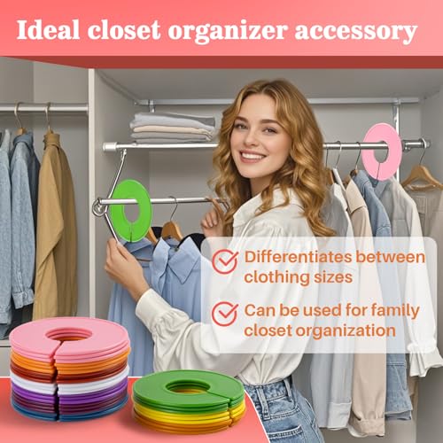 30PCS Closet Dividers Clothes Organizers - Sukh Closet Organizers Plastic Clothes Size Dividers Labels Separators for Garment Organizer Boutique Hanger Clothing Rack No Burrs 10 Assorted Colors