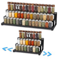 Expandable Spice Rack Organizer for Cabinet, Metal Spice Organizer Adjustable Length, Seasoning & Pantry Organization Shelf 3-Tier, Non-Skid Step Shelf for Kitchen Cabinet, Pantry or Countertop