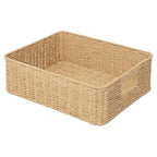 Drawer basket Handwoven Paper Rope Rectangular Shallow Basket Storage-15.35X12.01X4.72 Inches (Light brown) - color: Light brown
