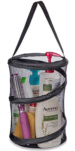 Handy Laundry Foldable Shower Caddy - Collapsible, Portable, Drainage Hole, Carry Handle, Large Compartments, Great Organizer for Camp, Travel, Gym, and Dorm (Black) - color: Black, size: Large