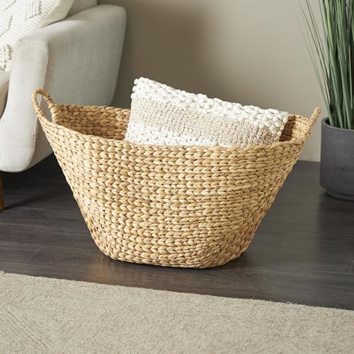 Deco 79 Seagrass Handmade Decorative and Functional Storage Basket Woven Basket Organizer with Ring Handles, Basket for Storage 31" x 19" x 19", Brown - size: 31" x 19" x 19"
