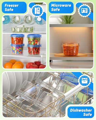 BiuLeon 6 Pack-17oz Freezer Storage Containers, Plastic Food Storage Containers with Twist Top Lids, BPA Free and Reusable Soup Containers with Lid, Microwave and Dishwasher Safe - color: 6Pack-17oz