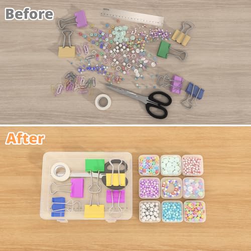Mathtoxyz Bead Organizer Box(Red,Yellow,Blue), 30Pcs Small Bead Organizers and Storage Plastic Cases Mini Clear Containers Boxes with Hinged Lid and Rectangle for Bracelet Making DIY Jewelry Craft - size: BlueRedYellow - 1P