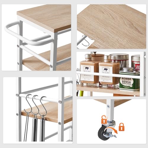 IBUYKE 7.8" Slim Rolling Cart,4 Tier Metal Kitchen Laundry Storage Cart,Industrial Narrow Utility cart,Trolley with Handle and Wooden Tabletop,for Kitchen, Living Room,Bathroom,Natural UTMJ065R - style: Natrue