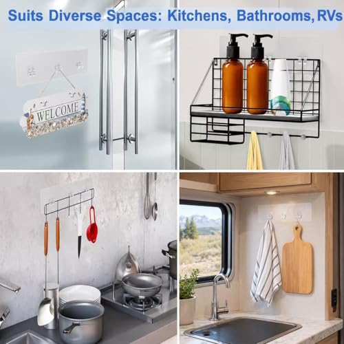 Shower Caddy Adhesive Replacement, Strong Shower Shelf Adhesive,2 Pack WaterProof Showers Adhesives Strip, Ad-hesive Hook for Showers, No Drilling for Bathroom Storage Shelve and Kitchen Rack - color: 2pcs Transparent