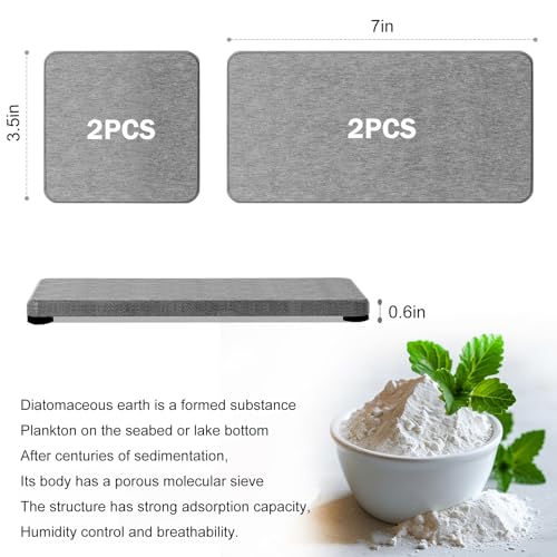 4PCS Water Absorbing Stone Tray for Sink, Fast Drying Stone Sink Tray, Water Absorbent Diatomite Trays, Diatomaceous Coaster, Stones Drying Trays for Bathroom Sinks and Kitchen Counter - color: Gray