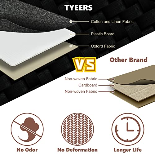 TYEERS Extra Large Collapsible Storage Bins with Lids and Compartments, Washable, Fabric Storage Boxes, 21.7x13x11.8 inches, 1 Pack, Black - color: Black, size: 1-Pack 21.7x13x11.8 in