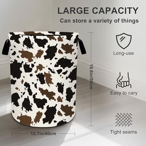 Cow Camo Laundry Basket Storage Bin Foldable Laundry Hamper Clothes Storage Bucket Organizer 19.6x15.7 Inch For Laundry Room/Bedroom/Bathroom - color: Cow Camo