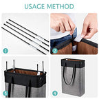 i BKGOO Laundry Basket with Handles Black&Grey-Slim Laundry Bin Collapsible Dirty Clothes Basket Narrow Laundry Bag Foldable Dirty Hamper for Camping, Dorms, Apartments - color: Black-grey
