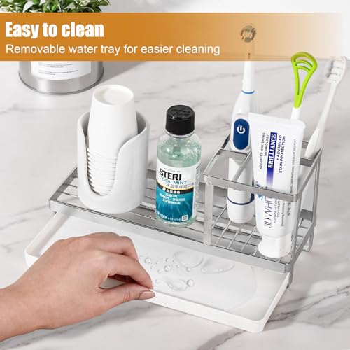 Toothbrush Holders for Bathrooms, Stainless Steel Tooth Brushing Holder Electric Toothbrush and Toothpaste Organizer Bathroom Accessories for Countertop, Shower, Sink - Silver - color: Silver, size: Small