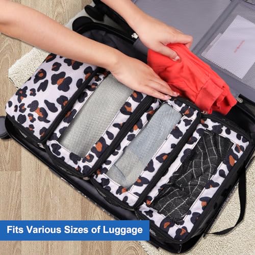 Olosar Suitcase Organizer, Travel Luggage Organizer Portable Hanging Travel Shelves Collapsible Hanging Packing Cubes for Carry on Suitcase - color: Leopard Print-S, size: Small